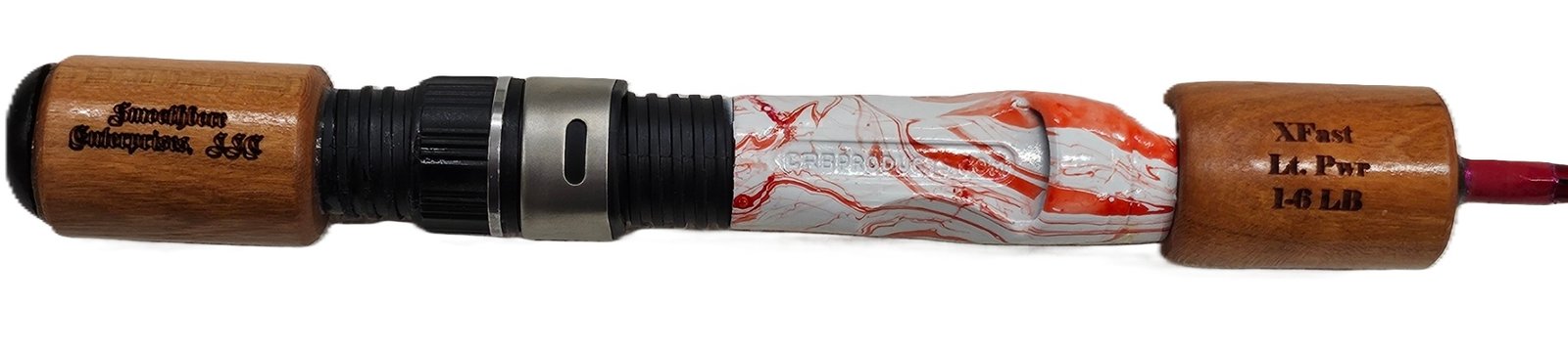 #605 Gnarly Noodle "Candyapple Red" 36 Inch Ice Rod, Cherry Grips
